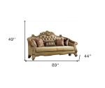 The Versailles – Bone Faux Leather Sofa with Gold Legs - Image 2