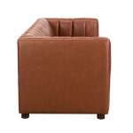 Ulysses Genuine Leather Sofa – Brown Channel-Tufted Luxury Sofa - Image 3