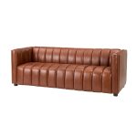Ulysses Genuine Leather Sofa – Brown Channel-Tufted Luxury Sofa - Image 6