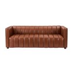 Ulysses Genuine Leather Sofa – Brown Channel-Tufted Luxury Sofa - Image 5