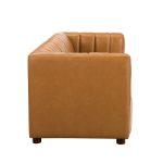 Ulysses Genuine Leather Sofa – Camel Channel-Tufted Luxury Sofa - Image 4