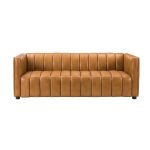 Ulysses Genuine Leather Sofa – Camel Channel-Tufted Luxury Sofa - Image 6