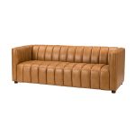 Ulysses Genuine Leather Sofa – Camel Channel-Tufted Luxury Sofa - Image 2