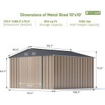 VEIKOUS 10 ft. x 10 ft. Outdoor Metal Storage Shed with Lockable Door and Vents, Gray - Image 6