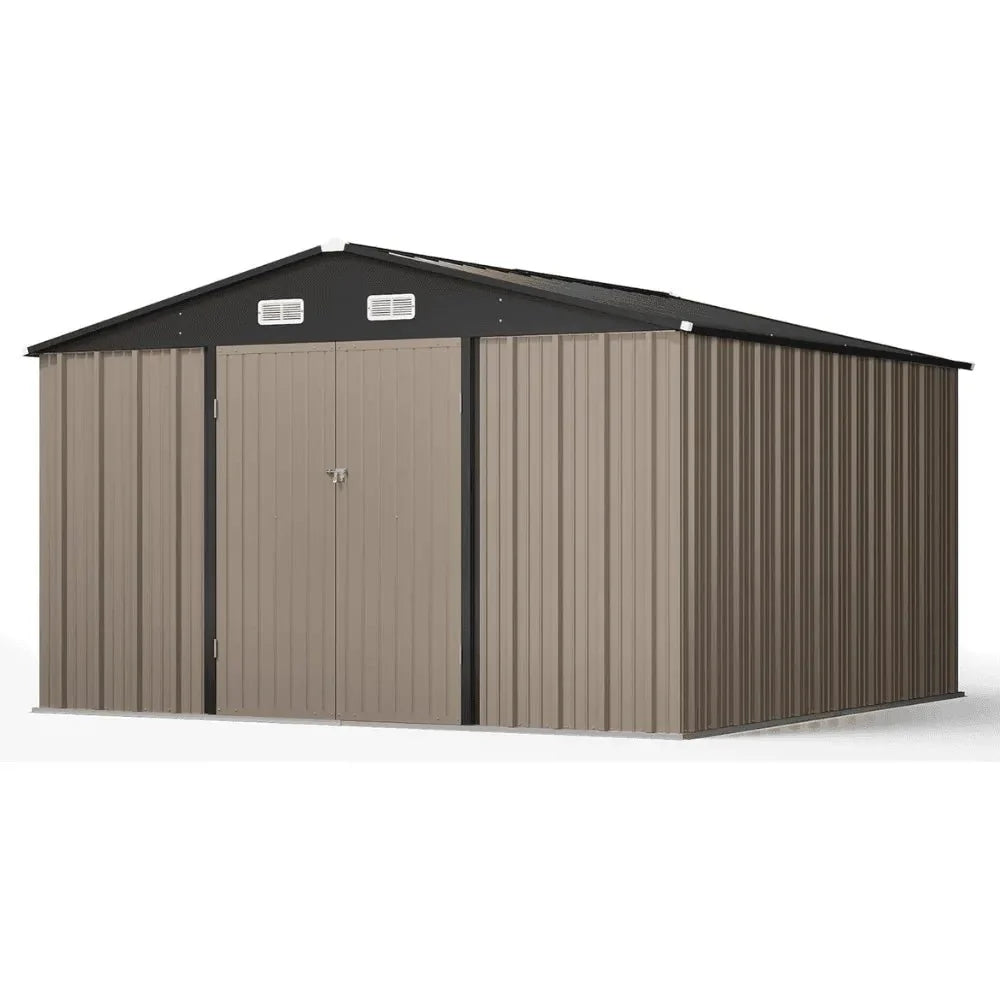 veikous-10-ft-x-10-ft-outdoor-metal-storage-shed-with-lockable-door-and-vents-gray-7777179 VEIKOUS 10 ft. x 10 ft. Outdoor Metal Storage Shed with Lockable Door and Vents, Gray - Prioka