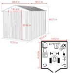 Veikous 10 ft. x 12 ft. Outdoor Metal Storage Shed with Lockable Door and Vents, Gray - Image 4