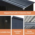 Veikous 10 ft. x 12 ft. Outdoor Metal Storage Shed with Lockable Door and Vents, Gray - Image 3