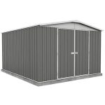 Veikous 10 ft. x 12 ft. Outdoor Metal Storage Shed with Lockable Door and Vents, Gray - Prioka