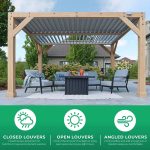 Yardistry Structures 10×12 Ft Cedar Wood Louvered Pergola, Natural Cedar - Image 8