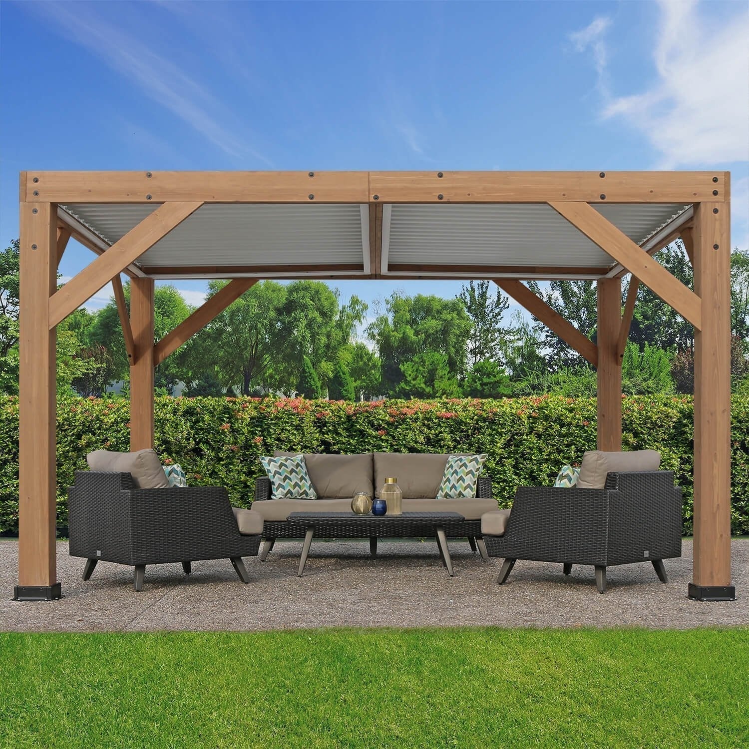 yardistry-structures-13-x-11-ft-cedar-louvered-roof-pergola-6439220 Yardistry Structures 13 x 11 ft Cedar Louvered Roof Pergola - Prioka