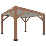 Yardistry Structures 13 x 11 ft Cedar Louvered Roof Pergola - Image 8