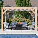 YardistryStructures 10 x 12 Ft Cedar Wood Louvered Pergola, Natural Cedar - Prioka
