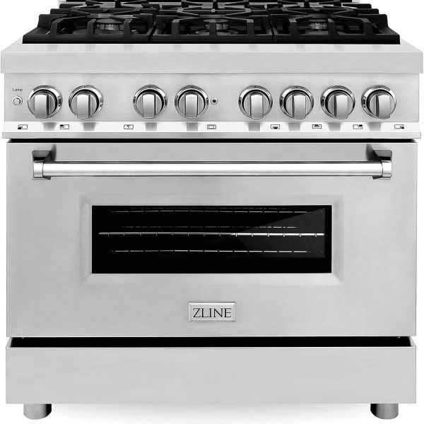 ZLINE 36 in. 4.6 cu. ft. Legacy Dual Fuel Range with 6 Burner Gas Cooktop and Electric Convection Oven in Stainless Steel (RA36) - Prioka