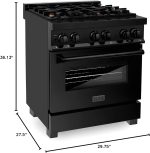 ZLINE Legacy 30-inch 4.0 Cu. Ft. Dual Fuel Range with Brass Burners, Black Stainless Steel (RAB-BR-30) - Image 7